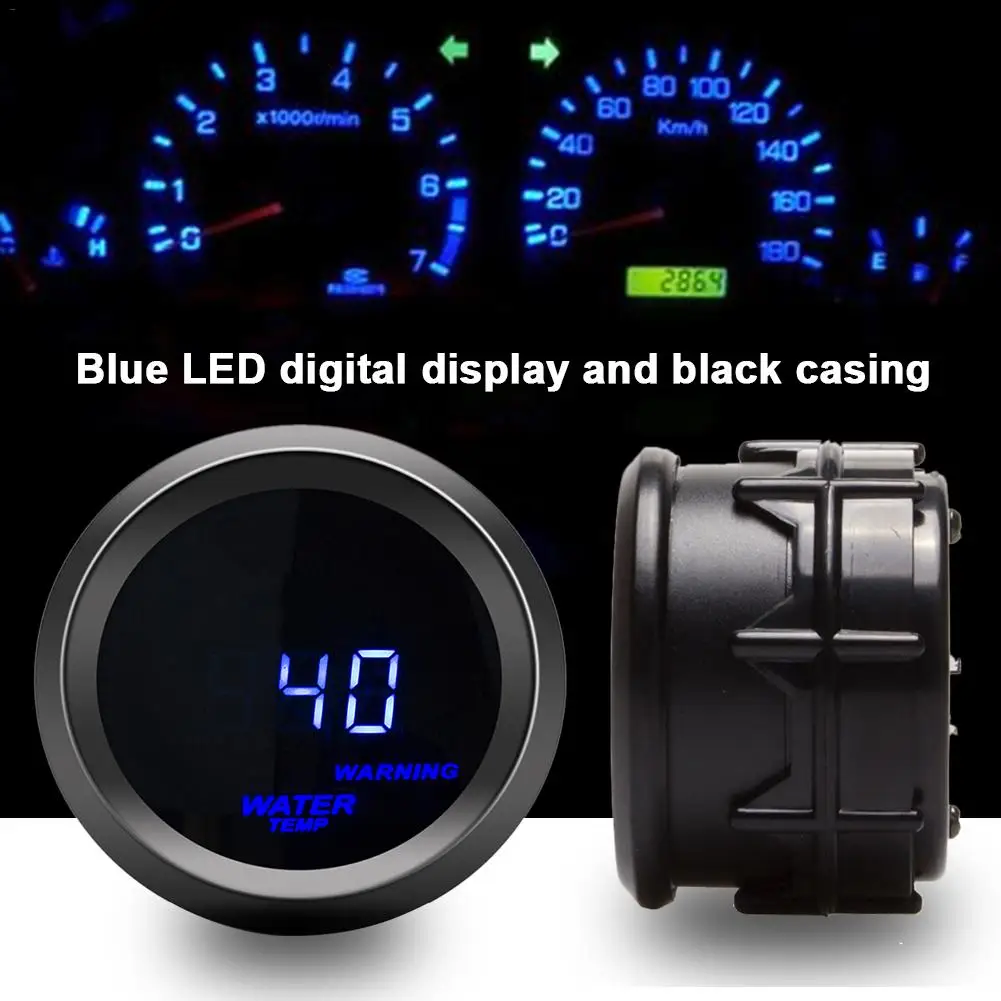 

Car Meter 52MM Car Modification Instrument LED Blue Light Digital Water Temperature Meter Auto Water Temp Gauge With Sensor