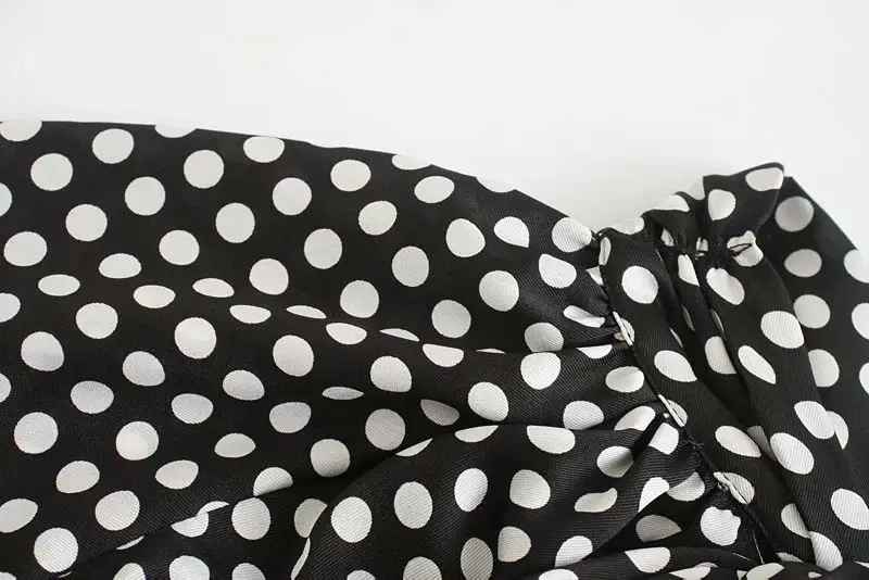 2020 New Women Dress Polka Dot High neck Bow Long Sleeves Short Dress Elegant Femme Robe Ropa Mujer Vestidos