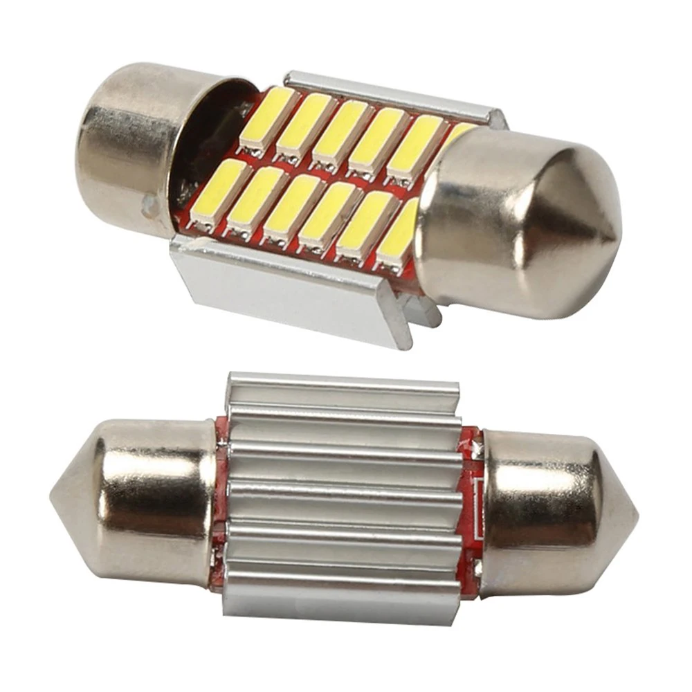 

4Pcs Car Dome Lights Double-tip decoding reading light White 6500K 31mm 12SMD 4014 LED No Error Festoon