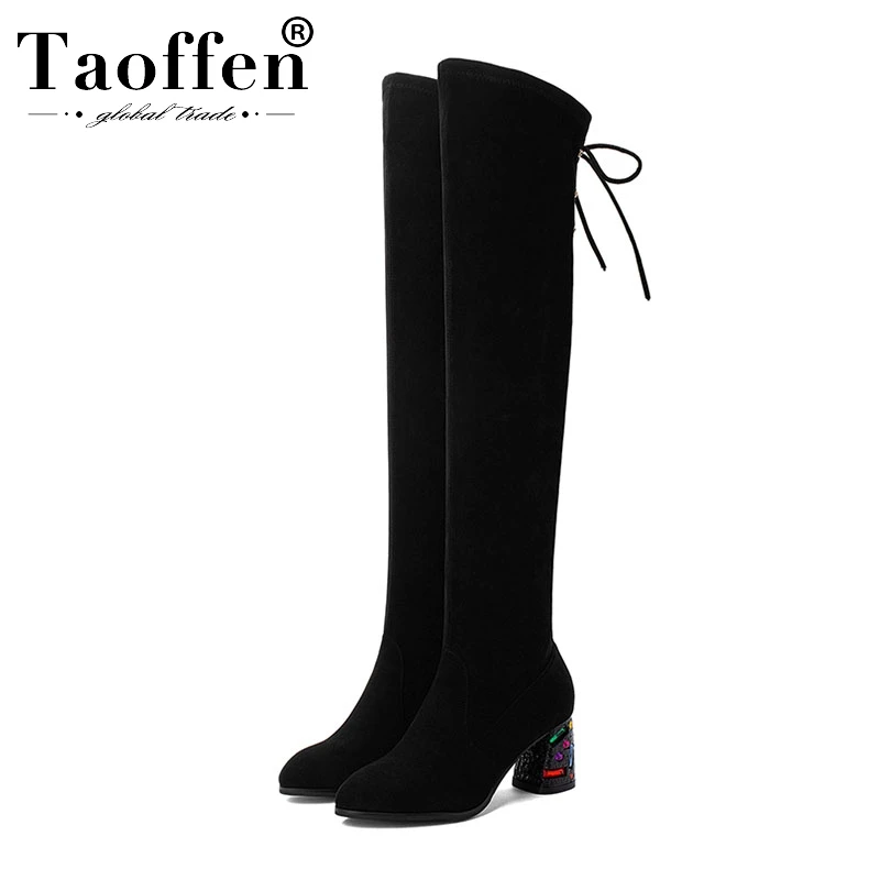 

TAOFFEN Women Over The Knee Boots Round Toe Comfortable Women Winter Shoes Simple Fashion Woman Footwear Size 34-40