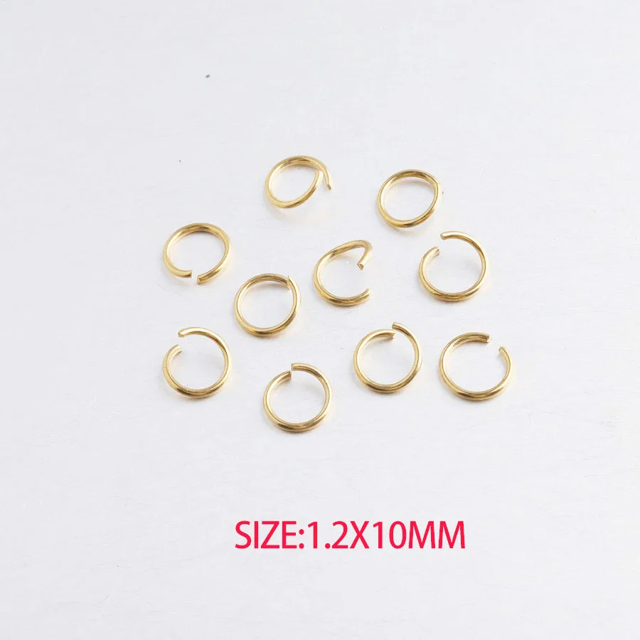 Fnixtar 0.5*3.5mm 0.6*4mm 0.8*4/5/6mm 1*/6/7mm 1.2*7mm PVD Gold Color Stainless Steel Open Jump Ring DIY Finding 100pcs/lot