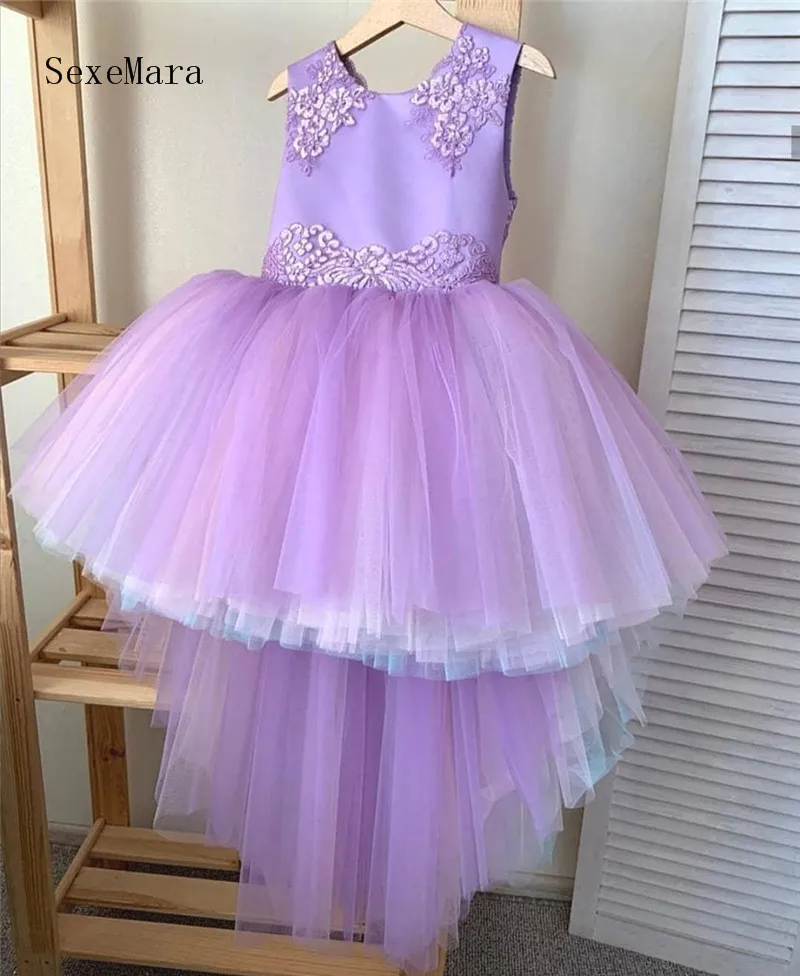 

Lace Applique Puffy Tulle Flower Girl Dress Girls Vintage Birthday Party Gown Formal Wear Pageant Prom Gown 14T