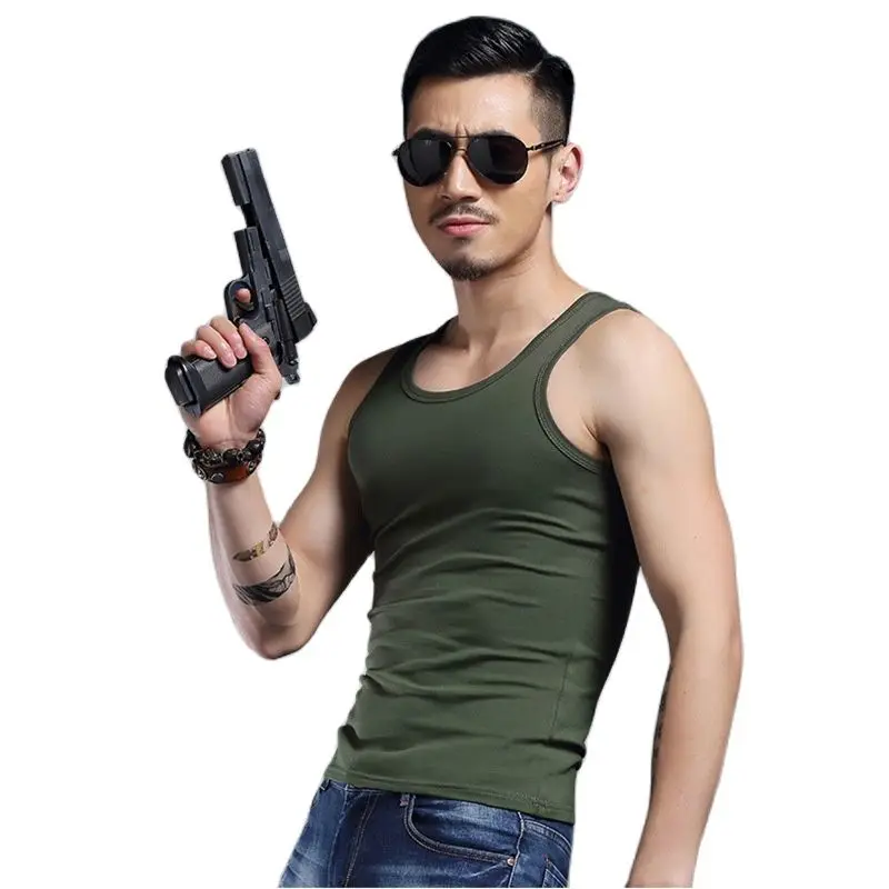 New men&#39;s vest solid color summer breathable, comfortable and quick-drying youth sports fitness hurdle stretch bottoming shirt