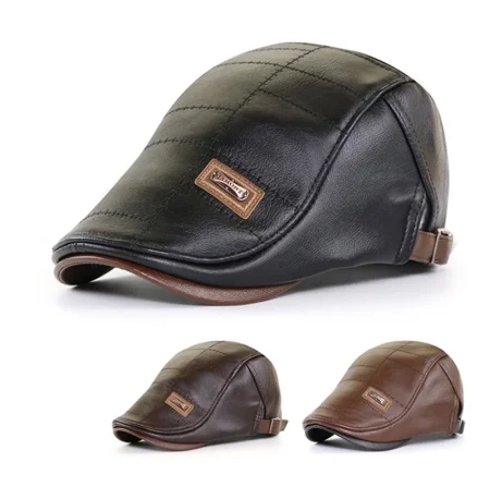 Top Level Leather Newsboy Cap Men 