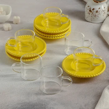 

Coffee service "Jane", 12 items: 6 cups 90 ml, 6 saucers 11.5 cm, yellow