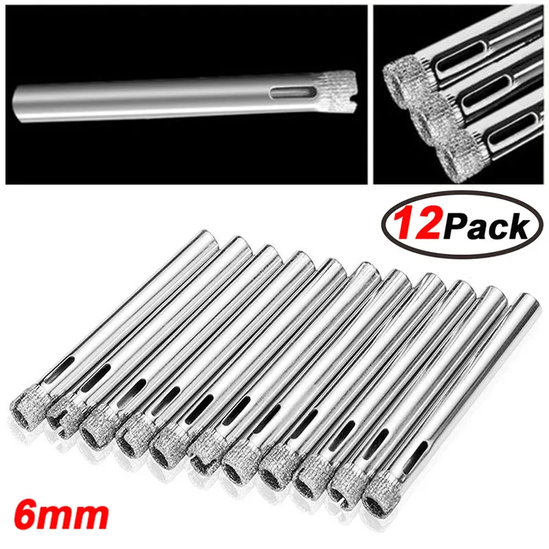 12pcs Kits 6mm Diamond Cutter Hole Saw Diamond Holesaw Tool Drill Bits for Tile Ceramic Glass Marble Diamond Coated Drill Bits 10pcs 6 30mm diamond coated glass core hole drill bits set for glass tile marble concrete ceramic