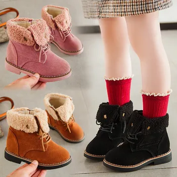 

baby shoes boots Girls Winter Plus Velvet Girls Children's Shoes Zipper Princess Booties infant kids booties Обувь детская
