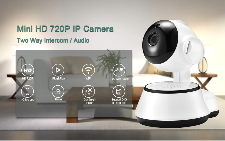 Домашняя безопасность WiFi IP Беспроводная камера Smart P2P двухстороннее аудио видео запись наблюдения детский монитор HD мини CCTV Cam ICSee