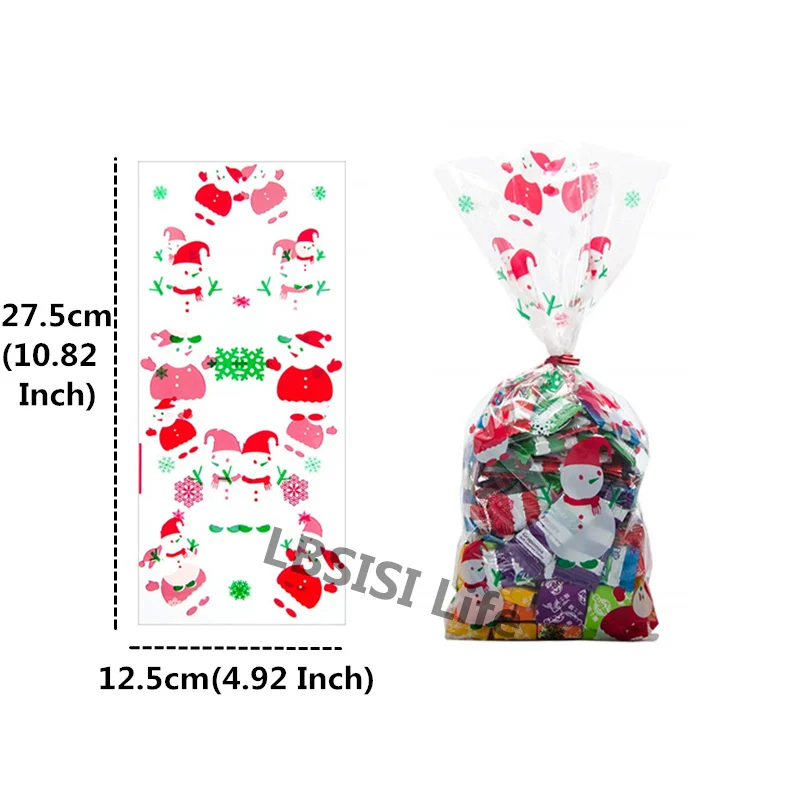 Snowman 50 шт. Рождественские Сумки для конфет, печенья, сумки с кручеными галстуками, подарки на праздник, вечерние подарки, рождественские украшения - Цвет: Snowman