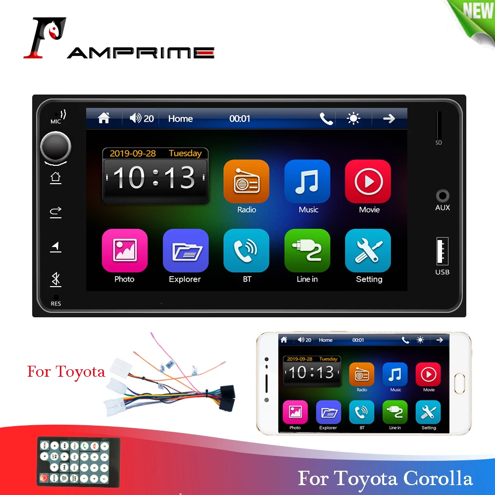 

AMPrime 2 Din Car Radio 7" Car Multimedia player For Toyota Corolla Autoradio Mirrorlink Android Bluetooth Audio Radio Stereo