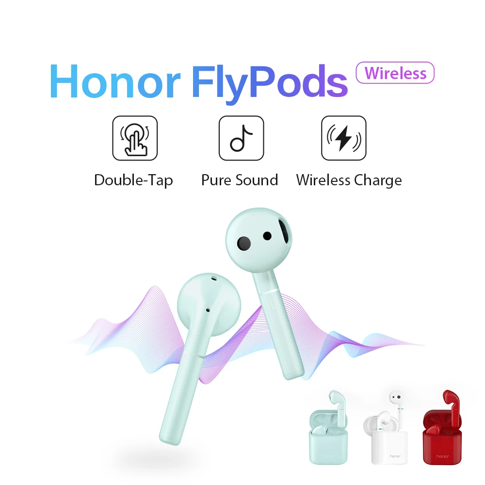 Huawei Honor Flypods Беспроводные Гарнитуры Hi-Fi TWS Bluetooth наушники водонепроницаемые IPX54 Беспроводная зарядка коробка CM-H2S