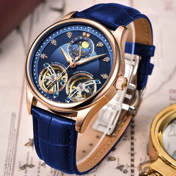 

2020 New LIGE Automatic Mechanical Watch Tourbillon Top Brand watch Genuine Leather Waterproof Watches for Men Relogio Masculino