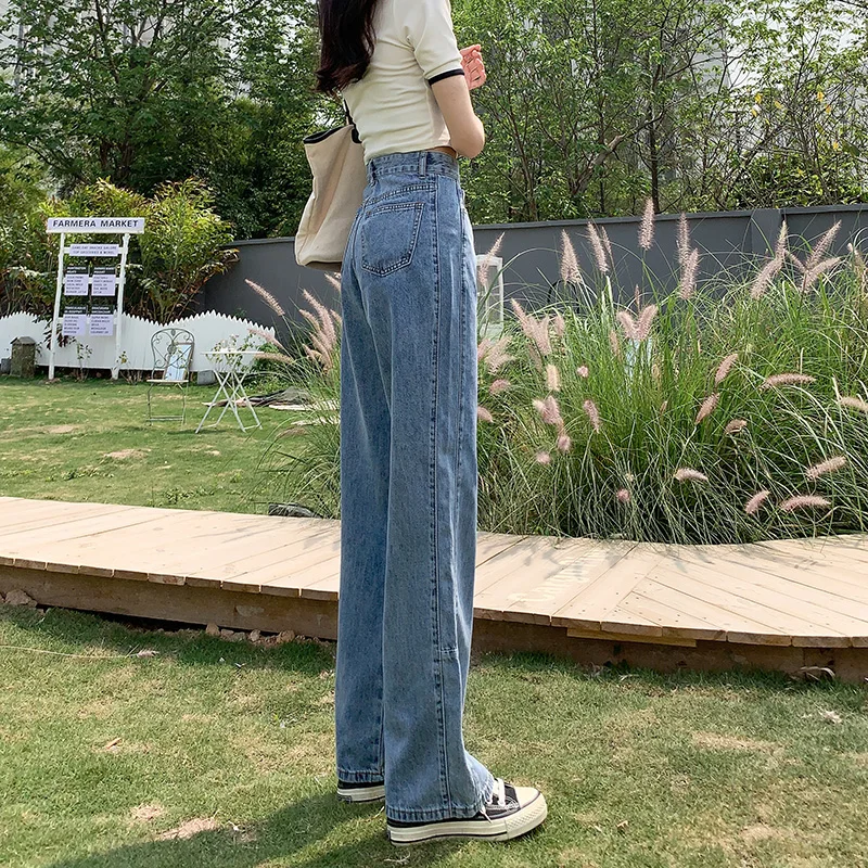 High Waist Loose Wide Leg Pants for Women Autumn and Winter Straight Pants Jeans for Women New Autumn and Winter Fleece Padded