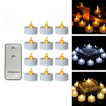 

12Pcs Remote Control Tea Lights Flickering, Long Lasting Battery Operated LED Candles for Home Decor