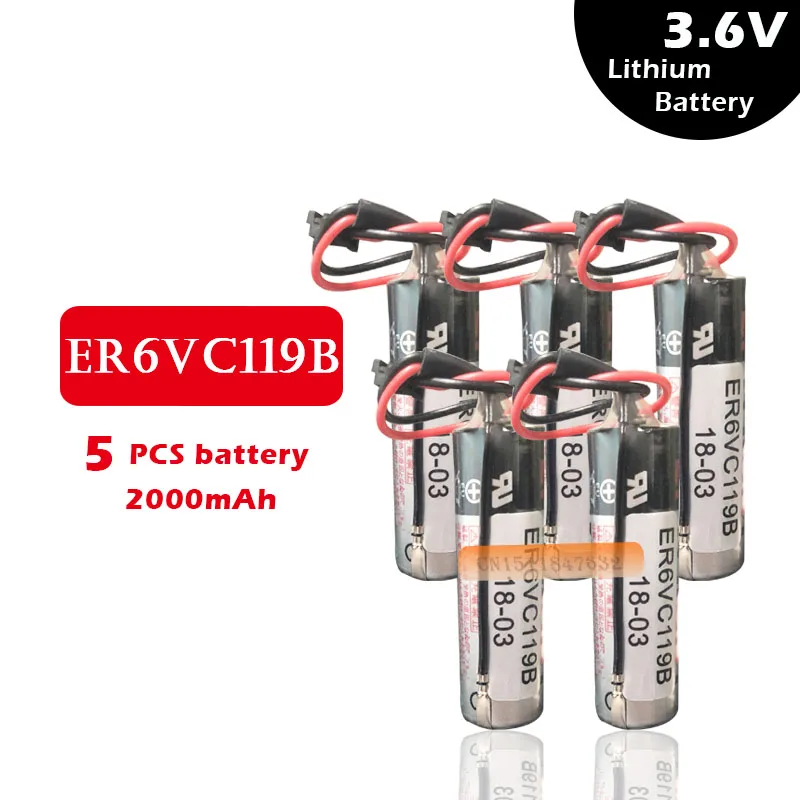 5 шт./лот 100% оригинал новый для TOSHIBA ER6V ER6VC119B 3,6 В 2000 мАч PLC Батарея с черным Plug Бесплатная доставка