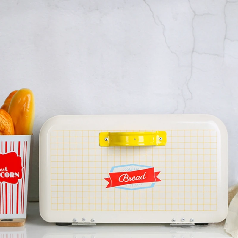 Hot French Vintage Bread Box Storage Bin Powder Coated Bread Iron Snack Boxes for Kitchen Home Decor