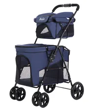Портативный складной двухуровневый четырехколесный путешествие, домашнее животное легкая коляска двойная кошка ad коляска для собак