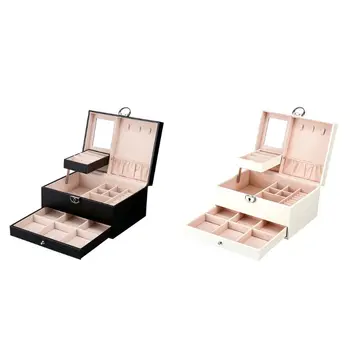 

Jewelry Organizer Box for Women, Lockable Jewelry case, Faux Leather E15E