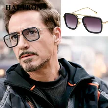 HAPTRON брендовые дизайнерские стимпанк мужские солнцезащитные очки Tony Stark железные солнцезащитные очки Квадратные золотые мужские женские негабаритные мужские солнцезащитные очки