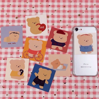 

8Pcs/set 6*6cm Korean Cartoon Kawaii Fat Bear INS Album HD Photo Card Photocard