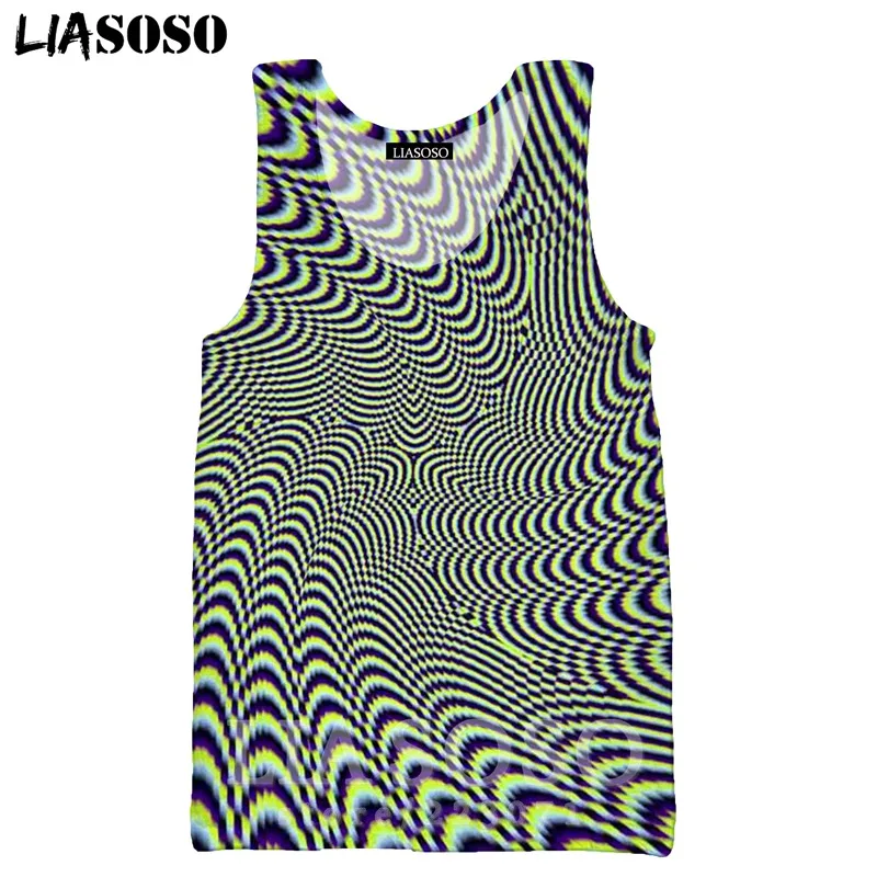 11 Psychedelic головокружение жилет LIASOSO Забавный для мужчин женщин Аниме Толстовка 3D принт О образным вырезом майка без рукавов хип хоп пуловер A328-11 - Цвет: 11