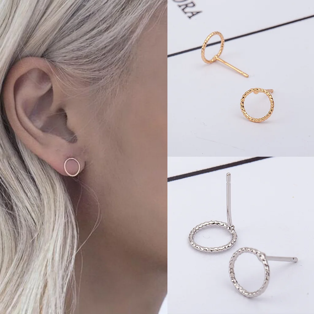 

Korean version of simple and stylish wild geometric twist circle earrings