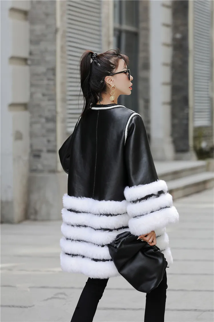 Женская куртка из натуральной кожи с натуральным лисьим мехом, Женская куртка из натуральной овчины, зимний теплый, модный, Элитный, верхняя одежда больших размеров