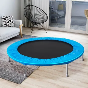 

45 Inch Round Small Trampoline Outdoor Indoor Toys High-quality Fitness T-joint Trampoline Elastic Cardio Sport Tool Blue
