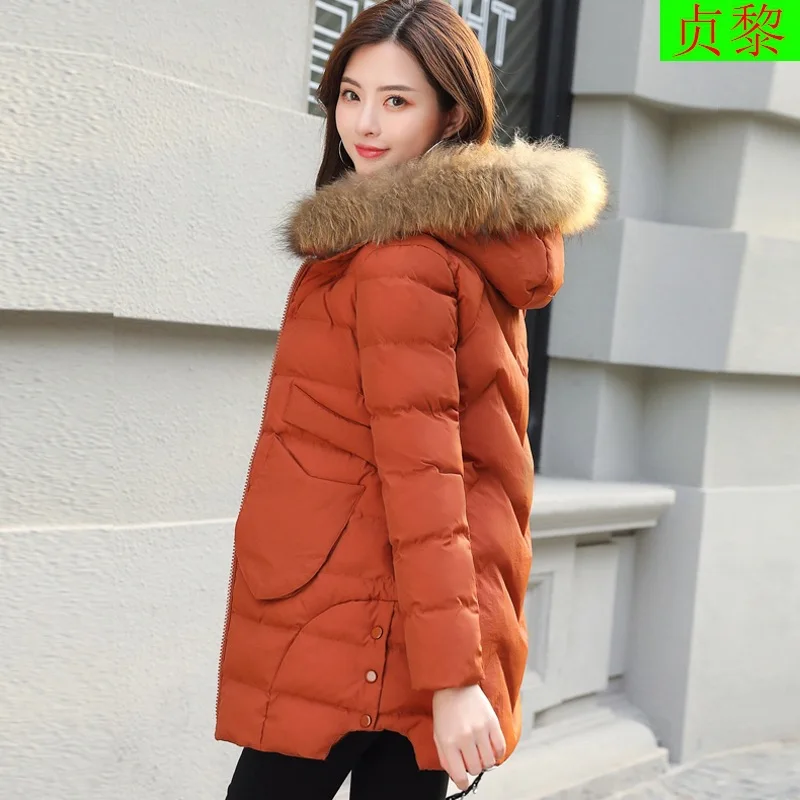 

Cotton-padded Clothes Women's Mid-length 2017 New Winter Korean-style Slim Fit Large Fur Collar down Jacket Cotton-padded Clothe