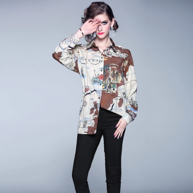 

Spring Printed Loose Long Sleeve Shirt Womens Tops and Blouses Blusas Femininas 2019 Tunique Femme Bluzki Damskie K8005