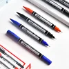 3PCS Deli 6824 Permanent Markers Dual Tip Pen 0.5mm/1mm Black Blue Red Water Proof Fast Dry Double Sided Permanent  Marker 1
