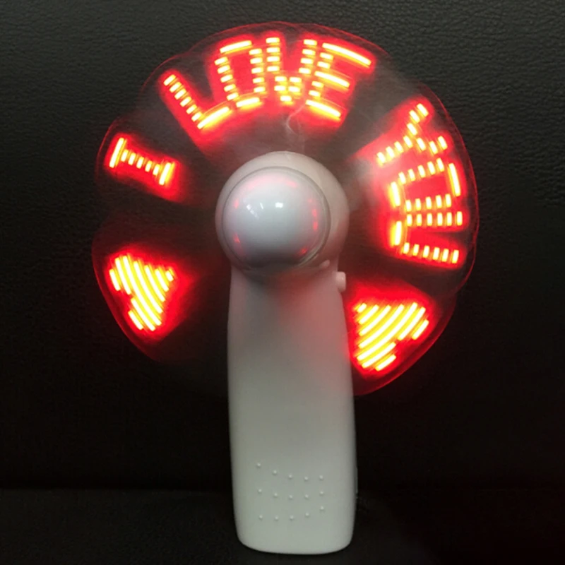 Мини-портативный вентилятор гаджеты мигающий я люблю вас кулер со светодиодной подсветкой Настольный охлаждающий Подарочный веер батареи сообщения питания