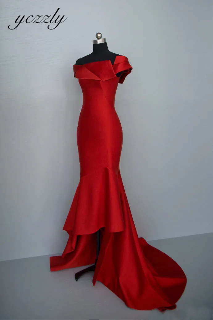 

Vestido Festa Longo 2020 Simple High Low Mermaid Evening Dresses Burgundy Satin Women Formal Dress Prom Party Dress E08