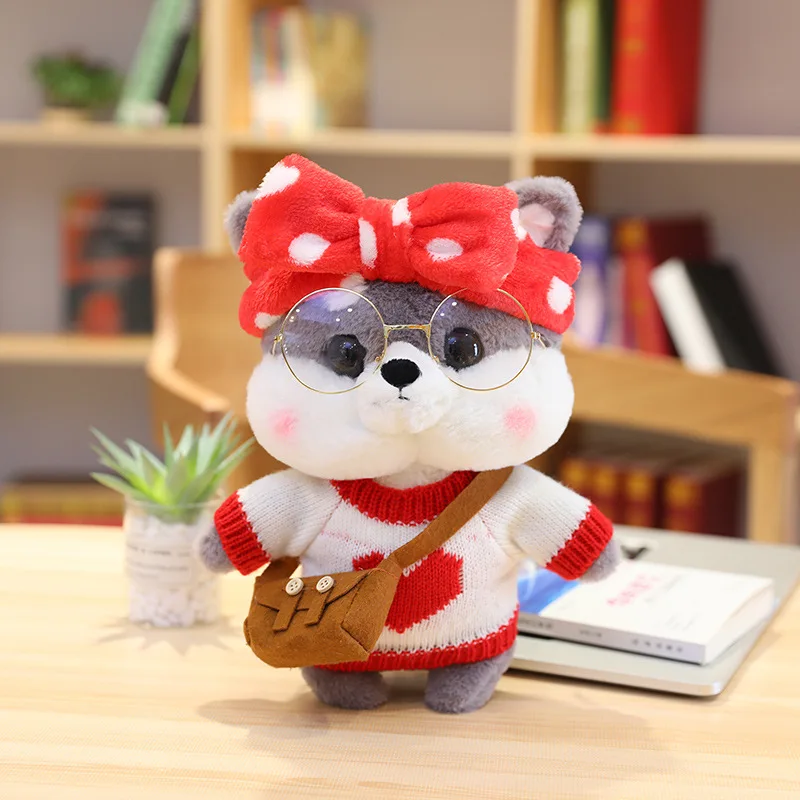 30 см Kawaii собака плюшевые игрушки плюшевая креативная Хаски Мягкая кукла плюшевая Хаски со свитером детские игрушки подарок на день рождения для девочек и мальчиков - Цвет: red sweater grey