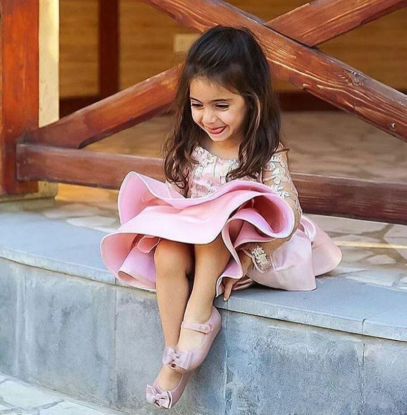 

Милое розовое кружевное платье с цветами для девочек, детское фатиновое платье на день рождения, детская одежда для свадьбы и вечеринки, с коротким рукавом