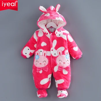 

IYEAL NEW Winter Baby Rompers Clothes Long Sleeved Newborn Boy Girl Coral Fleece Baby Jumpsuit Infant Baby Clothing for 0-12M