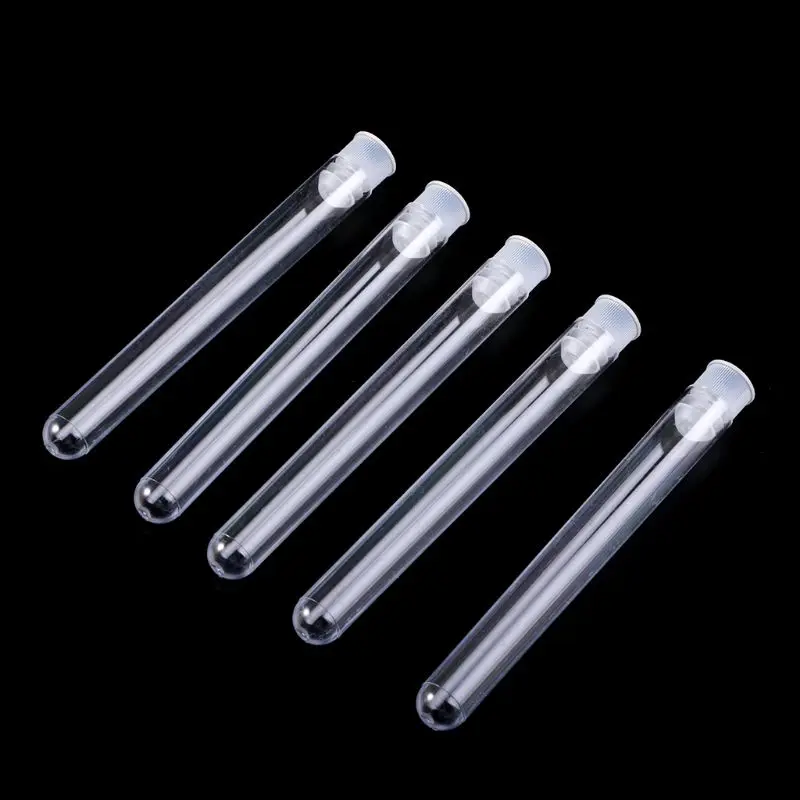 

50Pcs/Pack 12x100mm Transparent Laboratory Clear Plastic Test Tubes Vials With Push Cap School Lab Supplies LX9A