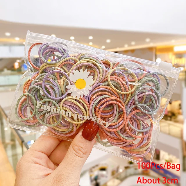 50/100/200 Pcs/Bag Children Cute Candy Cartoon Solid Elastic Hair Bands Girls Lovely Srunchies Rubber Bands Kid Hair Accessories Mix-12-100 Pcs