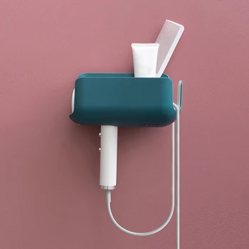 

With Drain Storage Box Multifunction Home Easy Install Anti Rust Punch Free Wall Mount Waterproof ABS Hair Dryer Rack Bathroom