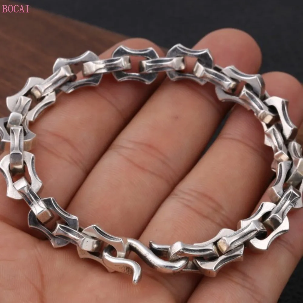 US $57.76 BOCAI S925 Sterling Silver Bracelet For Men 2021 New Fashion Retro Thai Silver Domineering Hand Chain Pure Argentum Jewelry