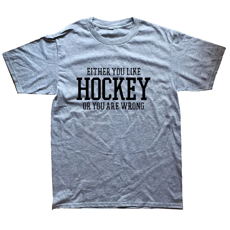 Летняя стильная модная футболка в стиле хип-хоп из хлопка с надписью «Hockeyer» для мужчин, забавная футболка с надписью «KEEP CALM AND PLAY HOCKEY» - Цвет: GRAY