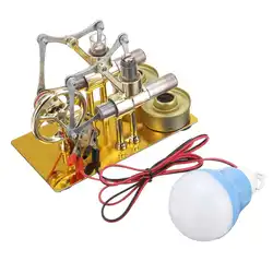 Металлический двухцилиндровый Двигатель Стирлинга, тепловая Паровая образовательная модель двигателя, физика, энергетические игрушки