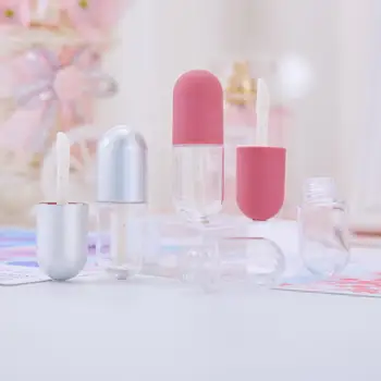 

10pcs/lot 3ML Mini Cute Portable Capsule Lipstick Tube Pink Cap Lip Gloss Tubes With Wands DIY Cosmetic Containers Empty Bottles