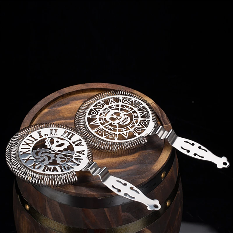Cocktail Shaker Strainer Cocktail Bar Tool Set Skull And Mechanical Watch Bar Strainer Sprung Cocktail Strainer Stainless Steel Deluxe Bar Tools