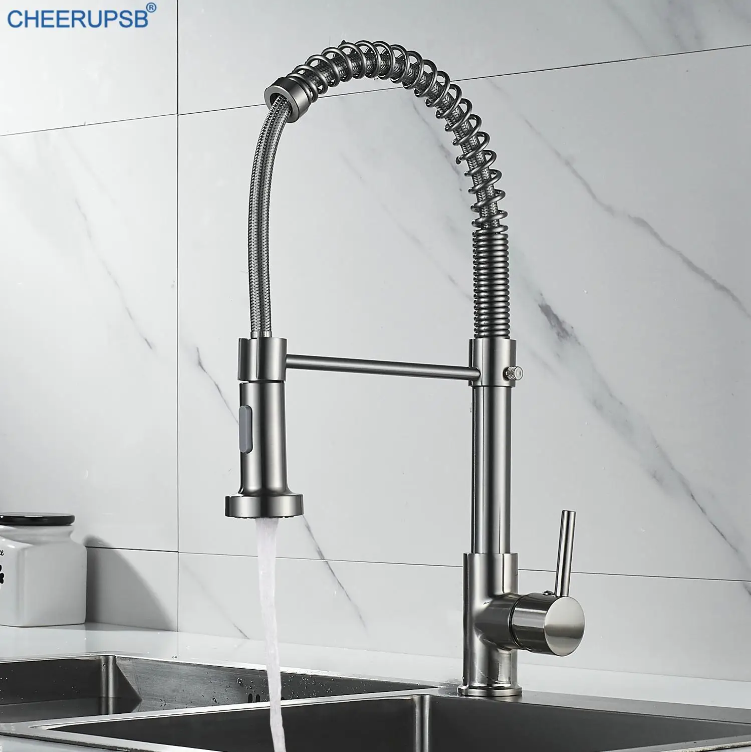 Кухонный пружинный смеситель горячей и холодной воды гибкий кран с одним
