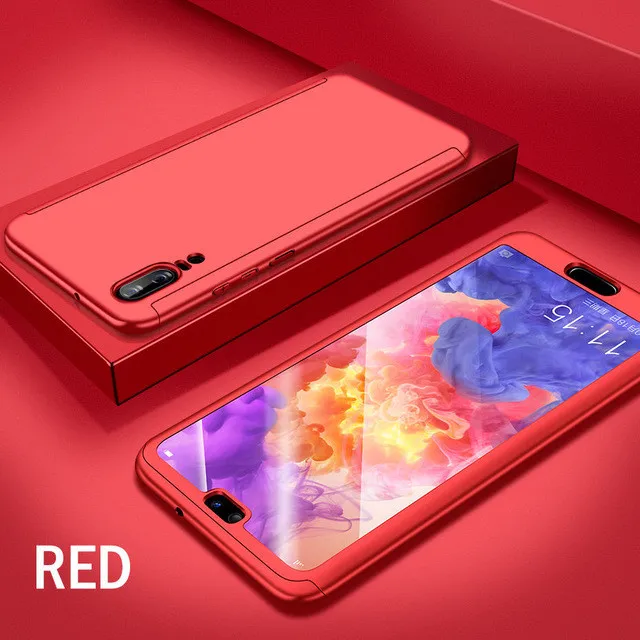 360 градусов полный корпус противоударный чехол для телефона для huawei P30 Pro P20 Lite защитный чехол для huawei P10 P9 Plus P8 Lite - Цвет: Red