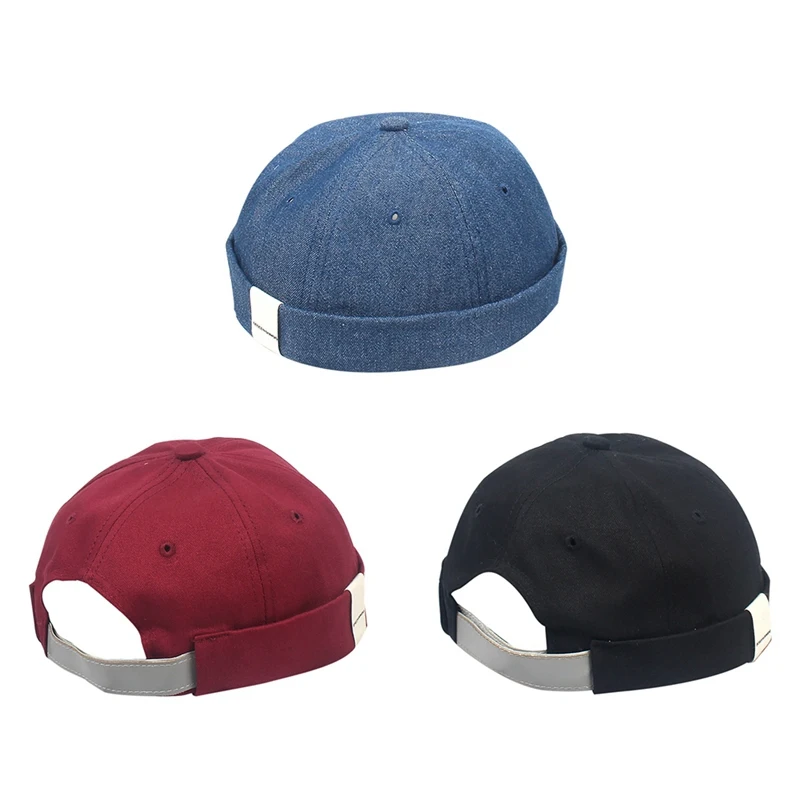 

2019 Cotton Brimless Hat Retro Rolled Cuff Beanie Hat Trucker Worker Cap Unisex Sailor Biker Cap Outdoor Fashion Caps