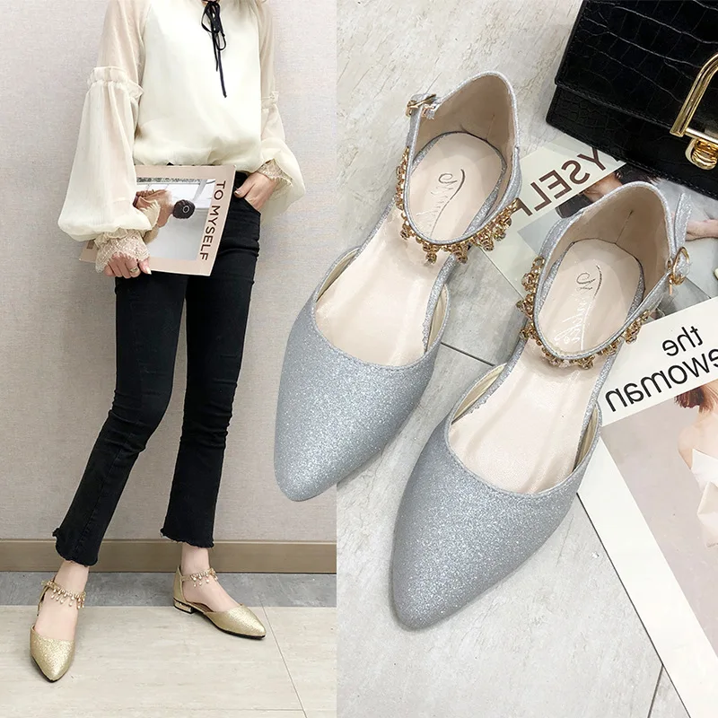 

2019 Spring And Summer New Style WOMEN'S Shoes Pointed Flat Korean-style A- line with Casual Shoes Side Cutouts WOMEN'S Sandals