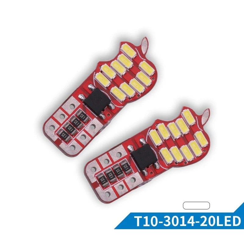 

10PCs Led Light Bulb T10 3014 20 SMD Canbus Error Free 194 W5W Car Side Wedge for Reverse Lights White DC 12V