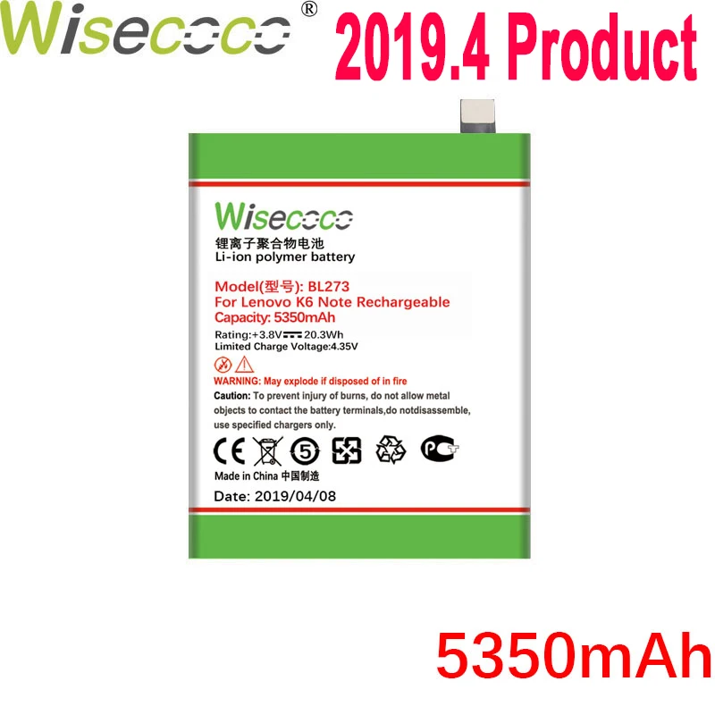 

WISECOCO 5350mAh BL273 Battery For Lenovo K6 Note Mobile Phone In Stock Latest Production High Quality Battery+Tracking Number
